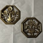 Vtg Syroco Gold Floral Mid Century Modern Wall Plaques Set Of 2 Mcm Floral