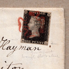 1840 Qv Fine 1d Penny Black Plate 5   Red Mx Just 4 Margins  Guide Line Sg 2c