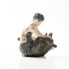 Royal Copenhagen Faun Boy Satyr Pan Wrestling Bear Porcelain Figurine  648 Mint