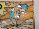 Antique Vintage Leaded Stained Glass Window Panel Or Hanging Piece-solid Piece