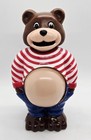 Rare Vintage 7  Plastic Pot Belly Teddy Bear Coin Money Bank In Original Box Nos