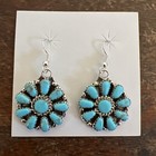 Native American Navajo Indian Cluster Dangle Turquoise Earrings Stunning Zuni