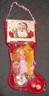 Girls  14  Vintage Felt Christmas Stocking W  1960s-80s Toys  Cute Doll   Nos