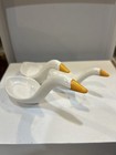 Vintage Avon Ceramic Goose Measuring Spoons Set Of 3 White With Orange Beaks