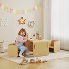 Kids Table And Chair Set  Wooden Activity Table With Chairs  Natural