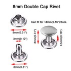 300 Sets Silver Stainless Steel Leather Rivets Double Cap Rivet Tubular Metal   