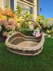 Extra Large Wicker Basket Two-tone Willow Trug Handwoven Foraging Flower Storage