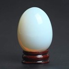 1 92   Crystal White Opalite Egg With Wood Stand Chakra Stones Reiki Healing