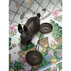 Vintage Edwardian Bronze Rabbit Hare  With Yored Baskets Easter