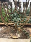 Vintage Brass Hanukkah Menorah Jewish Star Of David Candle Holder