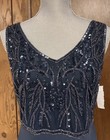 Nwt Jkara Sz 8 Mother Of Bride Navy Blue Gown Beaded Chiffon V-neck Formal Dress