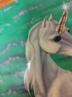 Vintage 1980s Sue Dawe Unicorn Wall Art Decor  Lacquered Wood Plaque