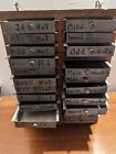 1940 s Hand Built Pine Nut Bolt Organizer Tin Drawers