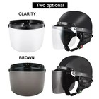 Universal 3-snap Motorcycle Flip Up Visor Shield Lens For Open Face Helmet