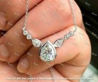 2ct Pear Cut Moissanite Pendant Necklace Free Chain 14k White Gold Plated Silver