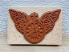Inkadinkado Pocket Watch With Wings Wood Mounted Rubber Stamp