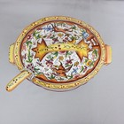 Large Hand Painted Holu Portugal Pottery Soup Tureen Set With Birds And Deer