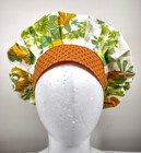 Bouffant Scrub Cap Chemo Hat Chef Handmade Cotton 23 5    To 33 5    Orange Floral