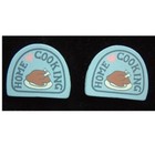 Home Cooking Button Earrings Cook Chef Fun Food Charm Painted Wood Funky Jewelry