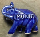 Political  Small Blue Glazed Elephant With Mundt On Each Side For South Dakota S