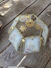 Vintage Ok Lighting Brass Glass Lamp Shade Octagon Hummingbird Lighthouse Panels