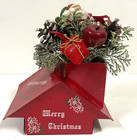 Vintage Flocked Santa In Tin Chimney Roof Table Top Christmas Decor 8  Tall