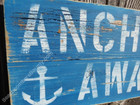 10  X 24 Inch Wood  anchors Away  Sign Nautical Seafood  ws841 