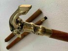 Solid Brass Ship Anchor Head Handle Antique Wooden Walking Stick Shaft Cane Gift