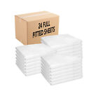 Fitted Bed Sheets  case Of 24  Soft White 180 Thread Count Size Options Bulk Set