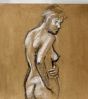 Vintage Artist Original Black Charcoal Sketch Portrait Pencil Drawing 24x18   
