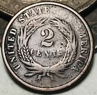 1864 Two Cent Piece 2c Civil War Date Large Motto Us Copper Coin Cc25056
