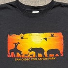 Vintage San Diego Zoo Safari Park T Shirt L Black Souvenir Tee Anvil Mens Large