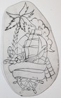 Old Vintage Original Traditional Acetate Tattoo Stencil Sailor Clipper Ship 8