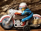 Vintage Japanese Tin Litho Police Motorcycle Friction Toy Made In Japan 1950s