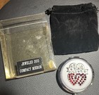 Vintage Jeweled Compact Dual Mirror  Original Package  Includes Black Cloth Case