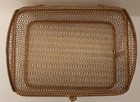 Jewelry Trinket Box Vtg hollywood Mesh Brass Filigree Gold Vanity Large