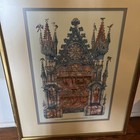Vtg Judaica Jewish Hebrew Yom Kippur Prayer Picture Judaism Israel Israel Framed
