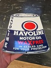 Vintage Havoline Motor Oil Can Porcelain Sign Gasoline Gas Station Pump Plate