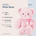 Bearington Large Pink Teddy Bear Plush  18 Inch Stuffed Animal For Girls
