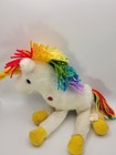 Vintage Russ Rainbow Unicorn Plush Yarn Mane Tail White Horse Stuffed Animal 80s