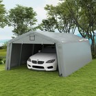 Outsunny 12  X 20  Portable Garage Carport With Ventilation Windows  Gray
