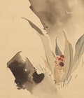 Japanese Painting Hanging Scroll Japan Old Turtle Antique Art Flower F829