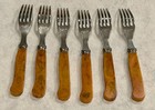 Lot Of 6 Marbled Gold Bakelite Handled Forks Simichrome Tested