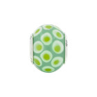 Green And White Italian Murano Glass Bead  925 Sterling Silver Reflection Beads