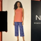 Nautica Women s 2pc Knit Pajama Set S Orange blue Round Neck Striped Pockets