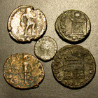 5 Ancient Roman Coins  271-450 Ad     Tetricus  Constantine Fam    Theodosius