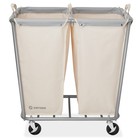 Commercial Heavy Duty Divided Rolling Canvas Bin Laundry Hamper On Wheels  White