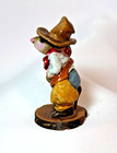 Wee Forest Folk M-025 Cowboy Mouse  vintage Retired  1978 Signed Ap Wood Base