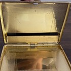 Vintage Black Pebbled Faux Leather Cigarette Case Gold Metal Pocket Holder