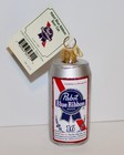 Pabst Blue Ribbon Beer Can - Old World Christmas Glass Ornament New W tag 32721